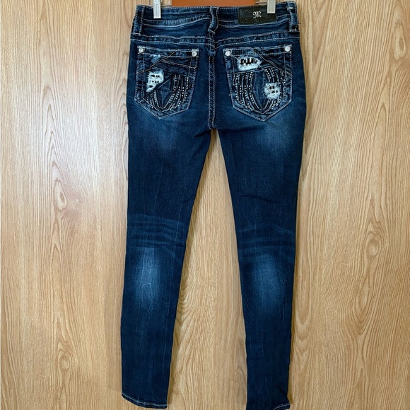 Miss Me Dark Blue Embroidered Skinny Jeans - Picture 3 of 7
